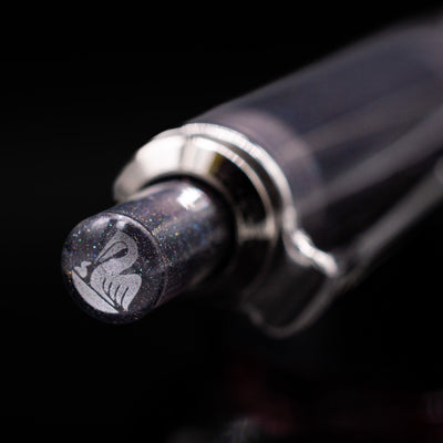 Zoomed-in view of the top of the cap with the finial on the Pelikan K205 Special Edition Ballpoint Pen - Moonstone.