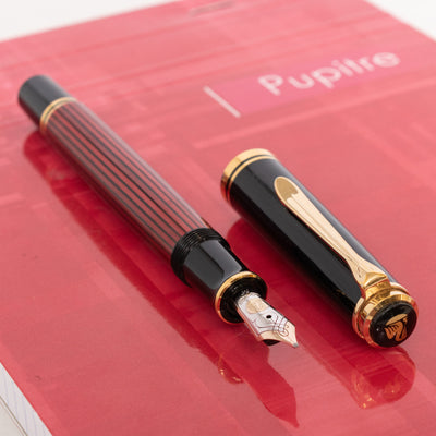 Pelikan M600 Red Black Fountain Pen Gold Trim