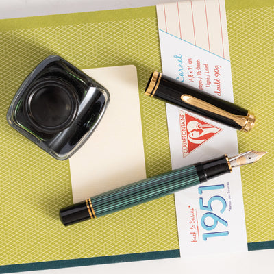 Pelikan Souveran M800 Black & Green Fountain Pen new