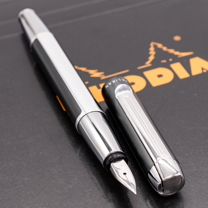 Pelikan P40 Pura ブルー&シルバー万年筆 スチール F Pelikan Pura P40 Fountain Pens
