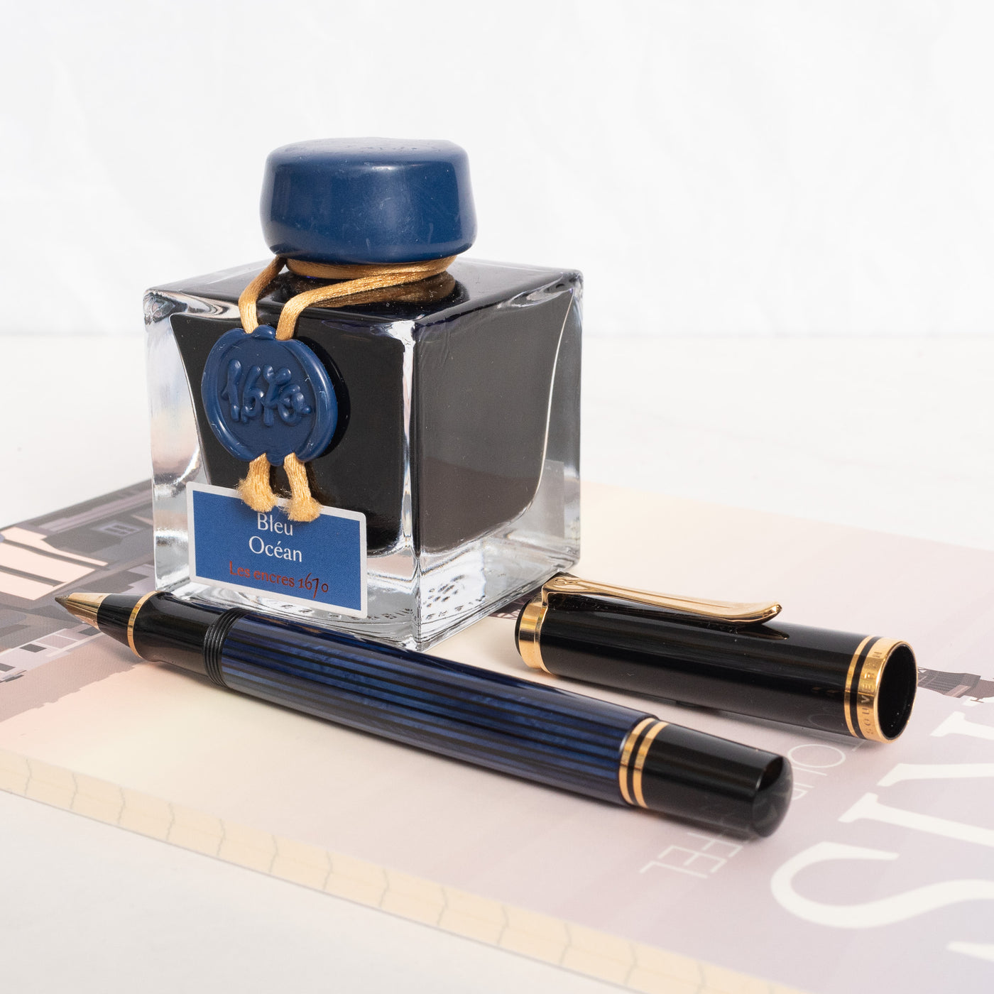 Blue & Black Striped Pelikan Rollerball