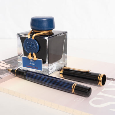 Blue & Black Striped Pelikan Rollerball