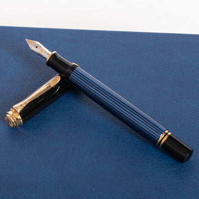 Pelikan Souveran M400 Black & Blue Fountain Pen Striped