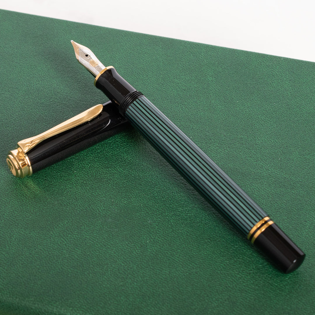 Pelikan M400(#500)　green-stripe 緑縞　F-nib Pelikan M400 Fountain Pen – Green Stripe – The Nibsmith