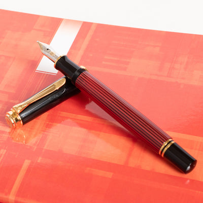 Pelikan Souveran M400 Black & Red Fountain Pen Striped
