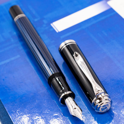 Pelikan Souveran M405 Fountain Pen - Blue stripe silver trim