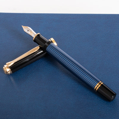 Pelikan Souveran M600 Black & Blue Fountain Pen Striped