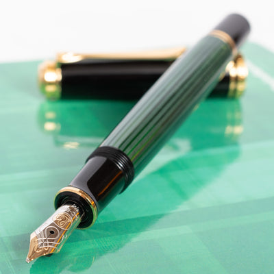 Pelikan Souveran M600 Black & Green Fountain Pen Uncapped