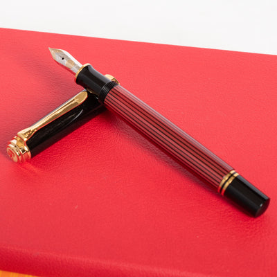 Pelikan Souveran M600 Black & Red Fountain Pen Striped