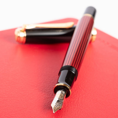 Pelikan Souveran M600 Black & Red Fountain Pen Uncapped