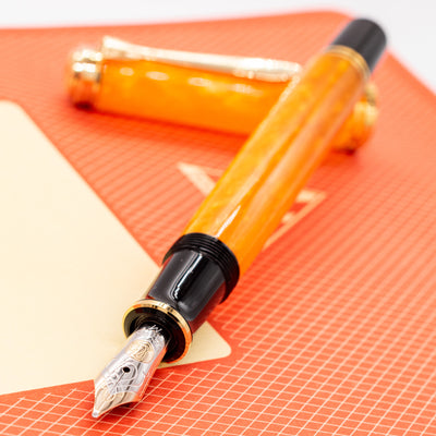 Pelikan Souveran M600 Vibrant Orange Fountain Pen uncapped