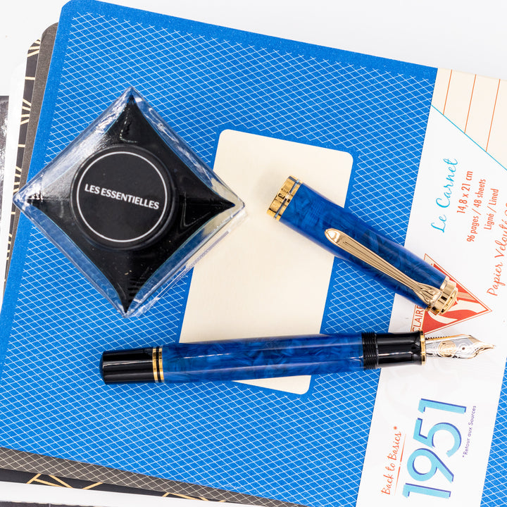 筆記具 Pelikan Souveran D600 Blue-stripe MP Pelikan Souveran M815 Metal Striped Blue Limited Edition