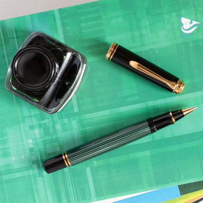 Pelikan Souveran R600 Black & Green Rollerball Pen New