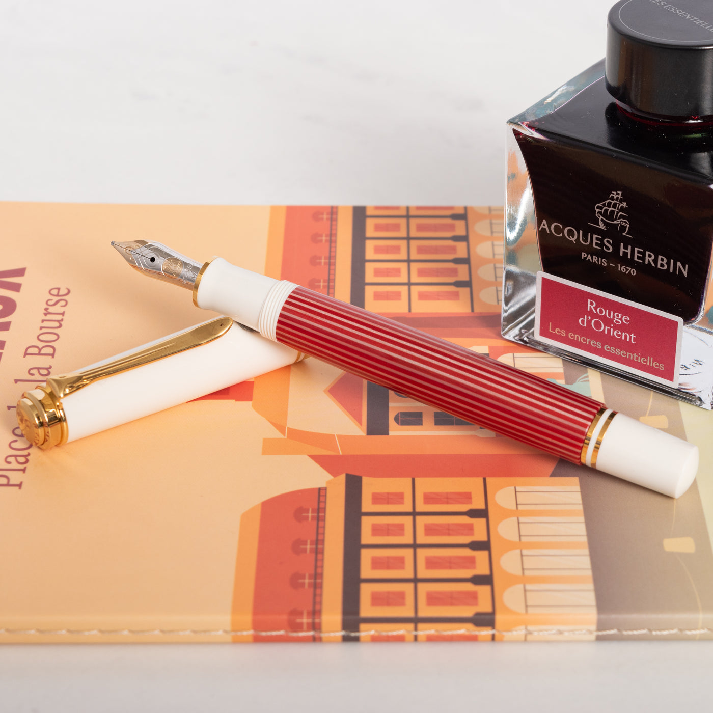 Pelikan Souveran Special Edition M600 Red White Fountain Pen Piston Filled