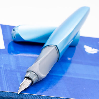 Pelikan Twist Fountain Pen - Frosted Blue uncapped