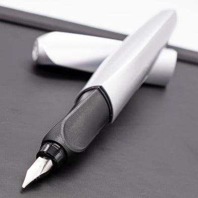 Pelikan Twist Fountain Pen - Silver uncapped