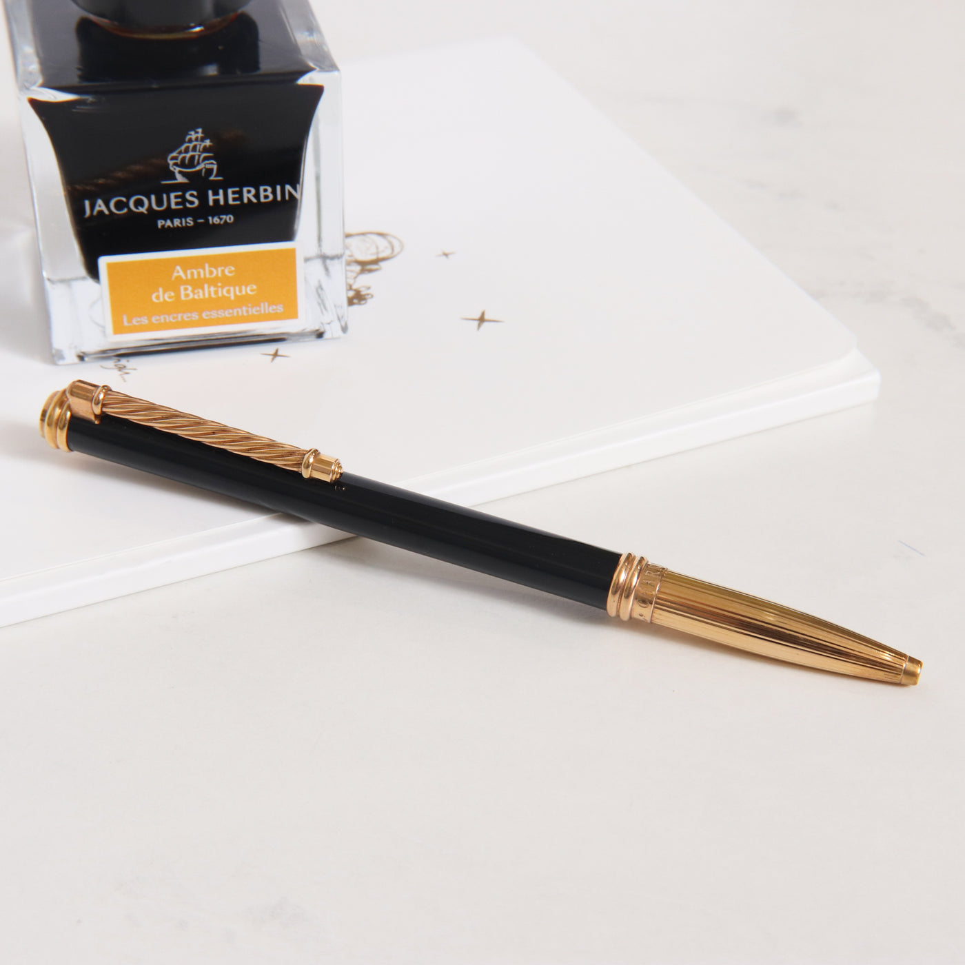 Philippe Charriol Black & Gold Ballpoint Pen - Preowned Closed