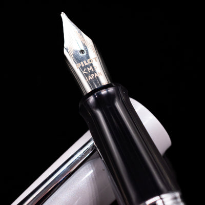  A macro shot of the nib with its intricate detailing and logo engraving for the Pilot Metropolitan Fountain Pen - White Tiger.