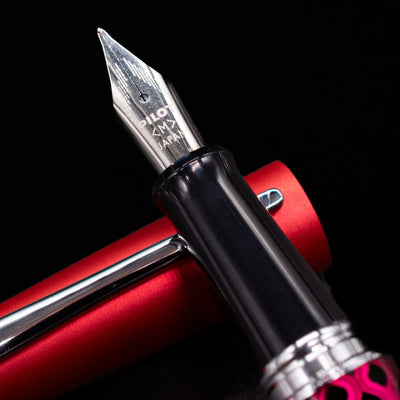  A macro shot of the nib with its intricate detailing and logo engraving for the Pilot Metropolitan MR Retro Pop Fountain Pen - Red.