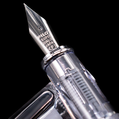 A macro shot of the nib with its intricate detailing and logo engraving for the Pilot Prera Fountain Pen - Black.
