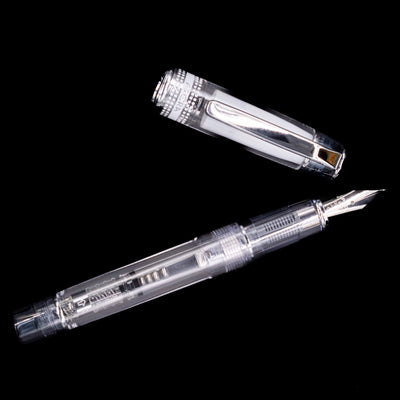 An overhead view of the Pilot Prera Fountain Pen - Black uncapped.