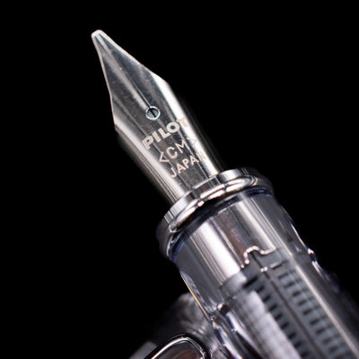 A macro shot of the nib with its intricate detailing and logo engraving for the Pilot Prera Fountain Pen - Orange.