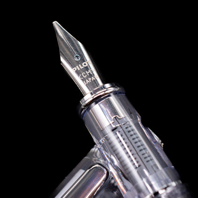  A macro shot of the nib with its intricate detailing and logo engraving for the Pilot Prera Fountain Pen - Pink.