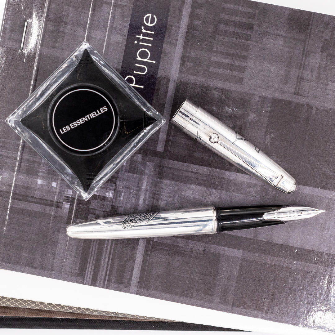 万年筆 PILOT Stirling Silvar / K18-750 Pilot Silvern Sterling Silver – 18k Medium Nib - Pen Realm