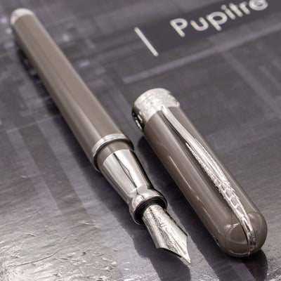 Pineider Avatar Glossy Fountain Pen - Stone Grey Chrome Trim