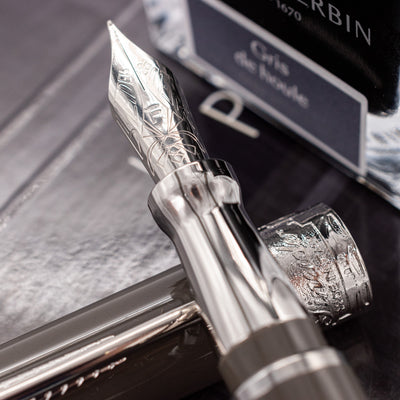 Pineider Avatar Glossy Fountain Pen - Stone Grey Stainless Steel Nib
