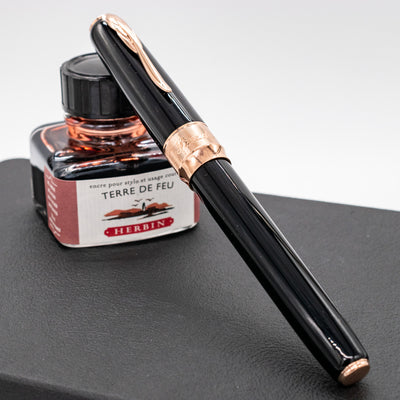 Pineider Classic Fountain Pen - Black & Rose Gold capped