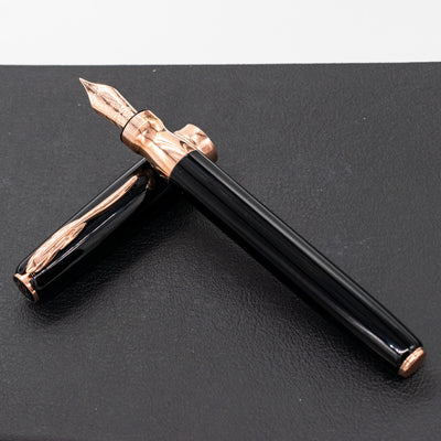 Pineider Classic Fountain Pen - Black & Rose Gold shiny