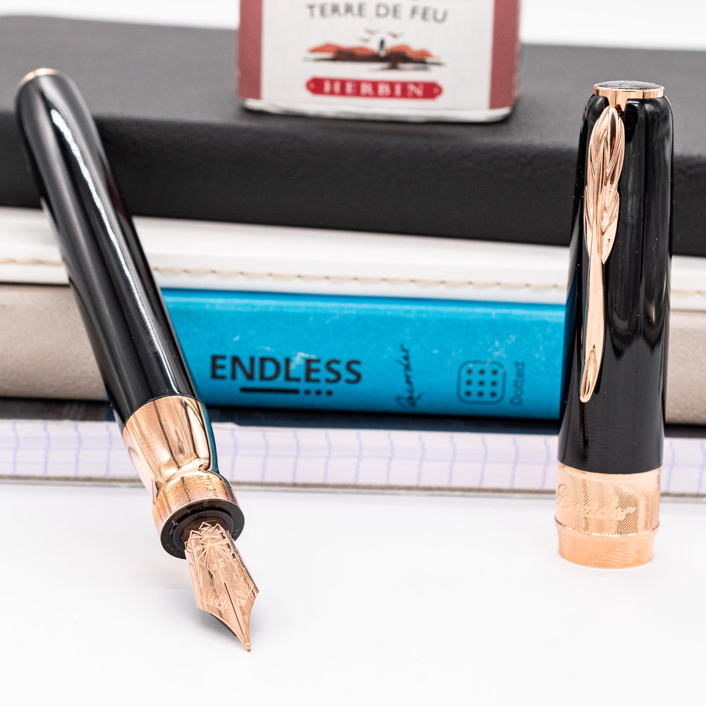 Pineider Classic Fountain Pen - Black & Rose Gold