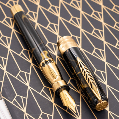 Pineider La Grande Bellezza Rocco Fountain Pen - Midnight Black gold trim