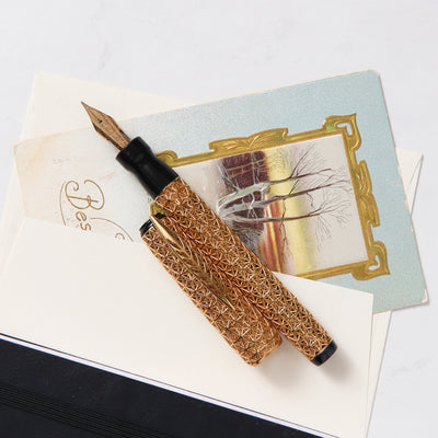 Pineider Psycho 18k Solid Yellow Gold Fountain Pen - LE 1/1 With Black Accents