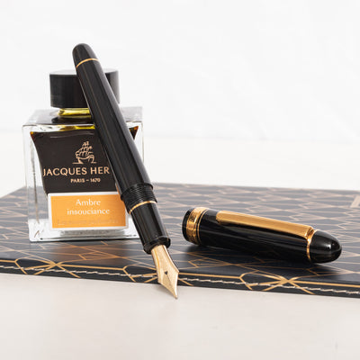 Platinum 3776 Century Black & Gold Fountain Pen - Preowned Uncapped