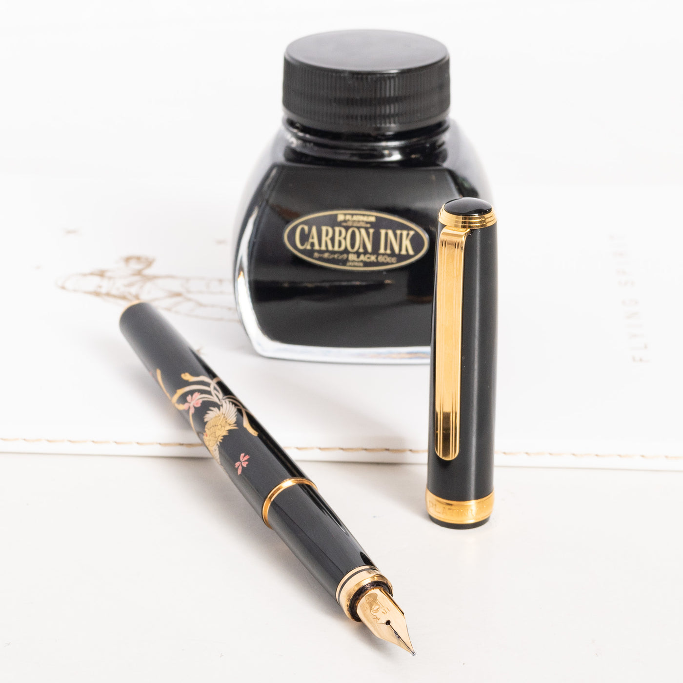 Platinum Classic Maki-e Phoenix Fountain Pen uncapped