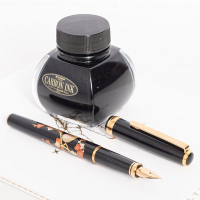 Platinum Classic Maki-e Warbler Design Fountain Pen gold trim