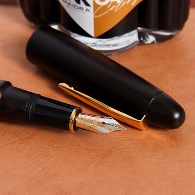 Platinum Izumo Bombay Black Wood Tagay Matte Finish Fountain Pen Nib Details