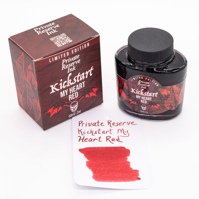 Private Reserve Kickstart My Heart red fountain pen ink bottle – vibrant red ink with bold labeling, perfect for calligraphy and everyday writing