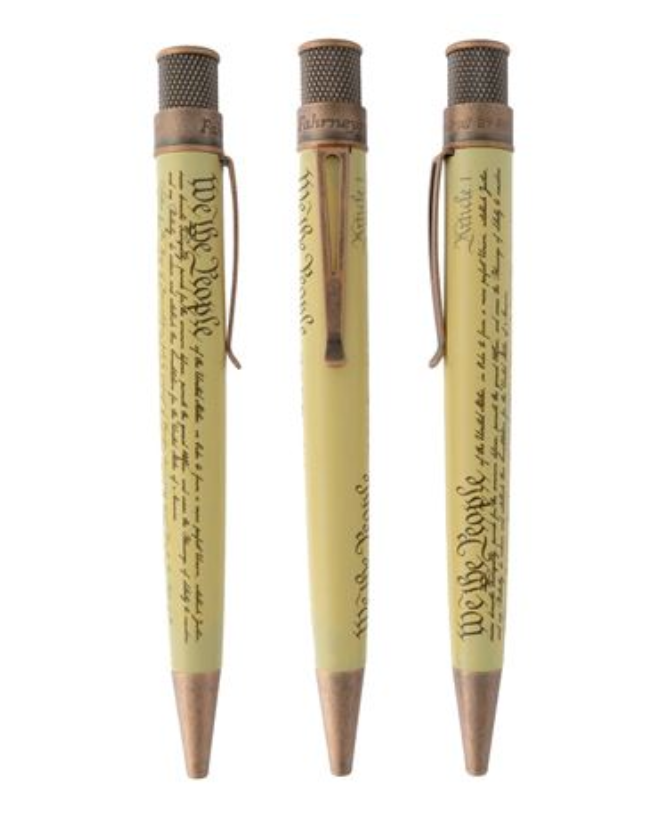 Fahrney's Exclusive Constitution Pen - Retro51 Rollerball with "We the People" Replication, Antique Copper Trim. Limited Edition.