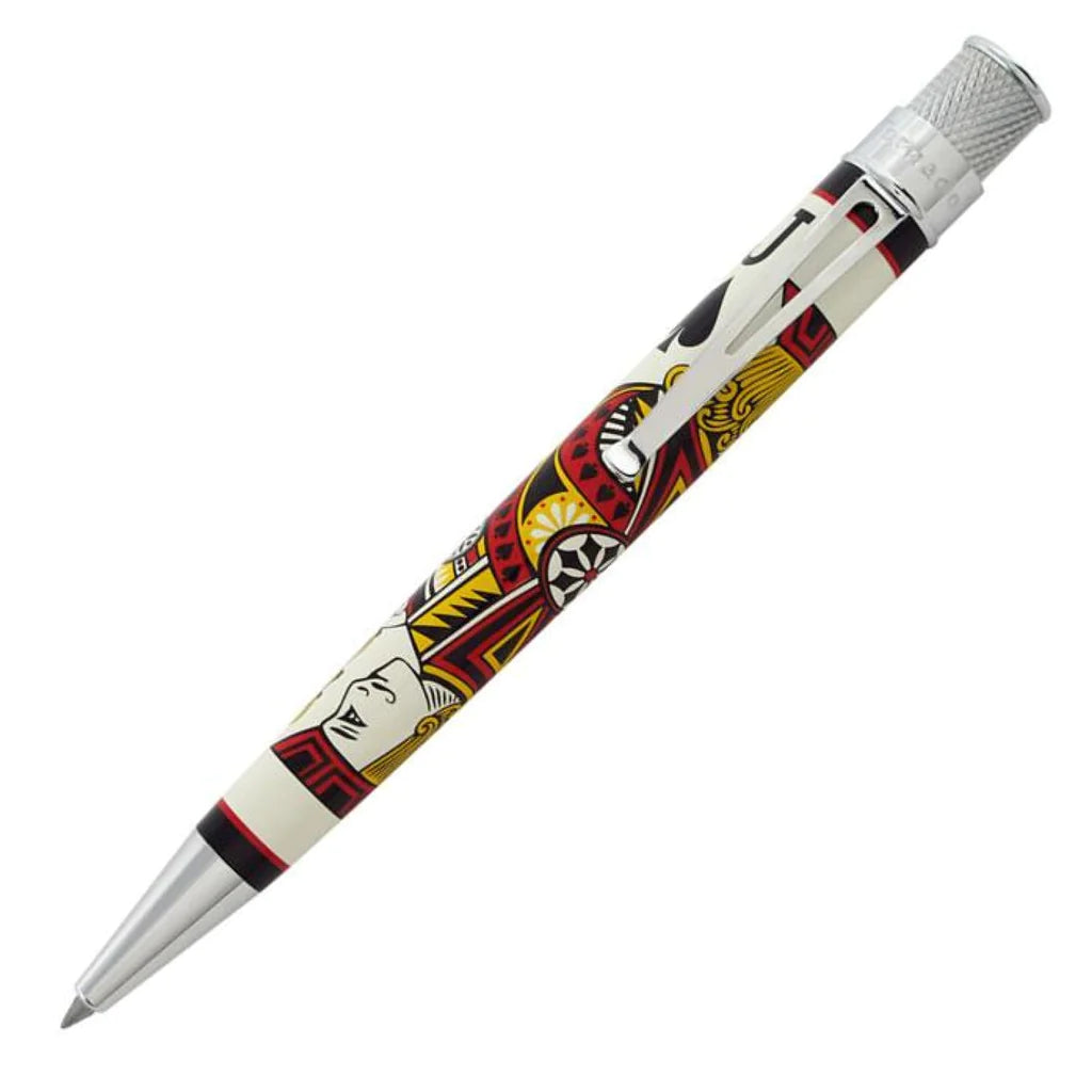 Retro 51 Tornado Royale Rollerball Pen - Jack of Spades design with chrome accents. Card-inspired elegance for stylish writing.