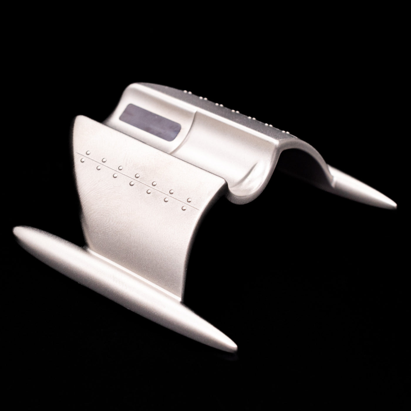 The stand on the Romain Jerome Moon Fighter Rollerball Pen - Heavy Metal.