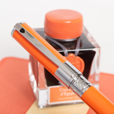ST Dupont D Initial Orange & Chrome Fountain Pen clip