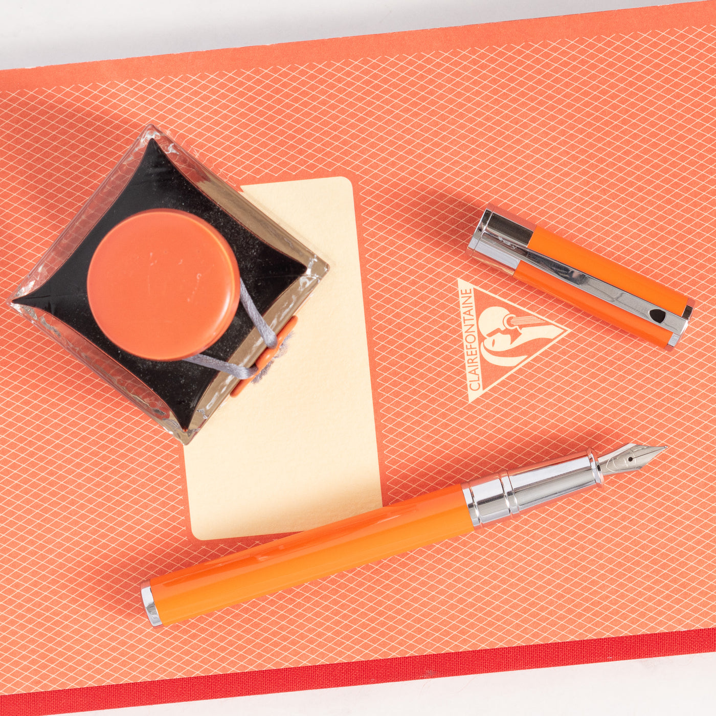 ST Dupont D Initial Orange & Chrome Fountain Pen entry level