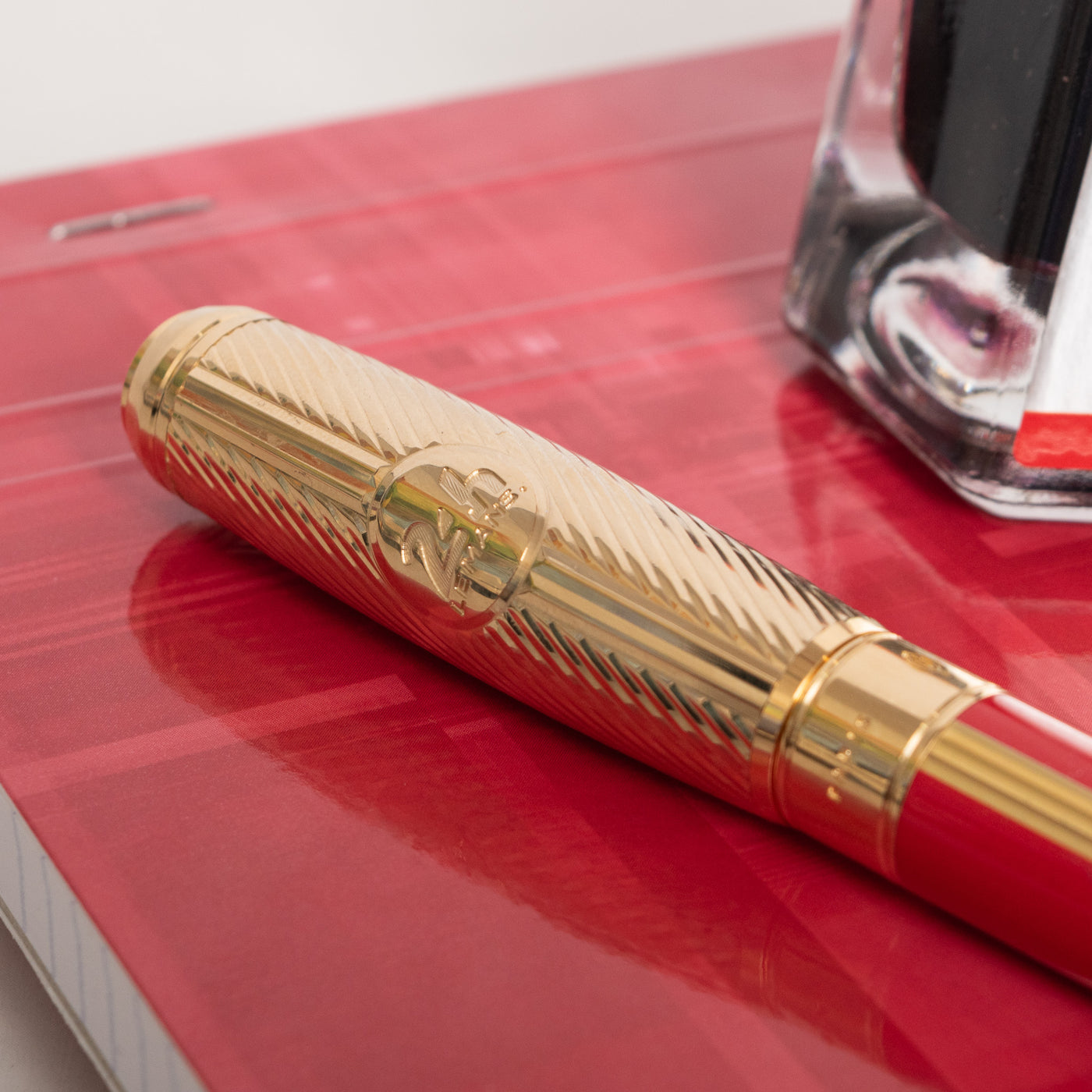 ST Dupont Line D Large 24 Hours of Le Mans Red Fountain Pen Engraving