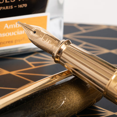 ST Dupont Line D Large Sunburst Fountain Pen 14k gold nib