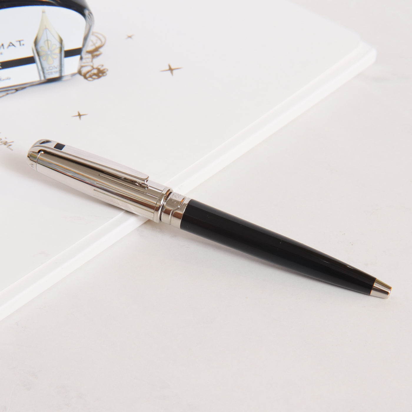 ST Dupont Mini Olympio Black Ballpoint Pen - Preowned Closed