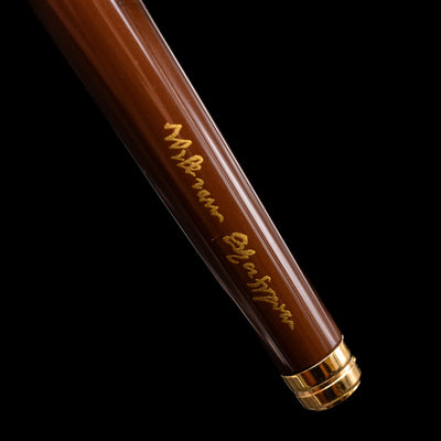 Close-up shot of Shakespeare's signature on the body of the ST Dupont William Shakespeare Rollerball Pen - Preowned