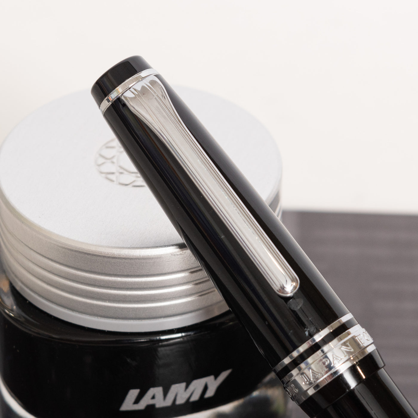 Sailor-Professional Gear Slim Black & Rhodium Fountain Pen - Preowned Clip